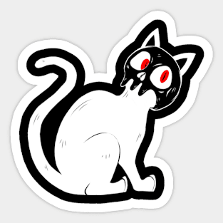 Inverted skull cat Sticker